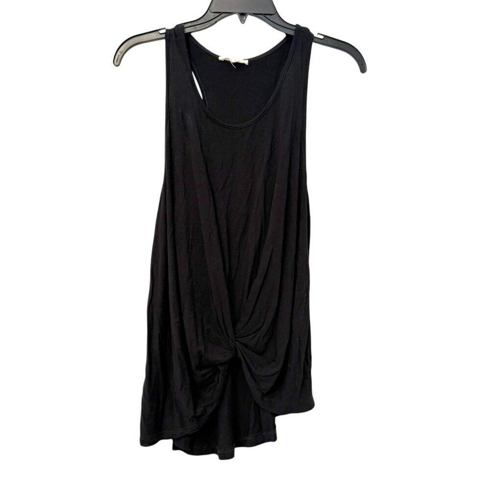 Wasabi + Mint Scoop Neck Twist Front Racerback Tank Top Black Small